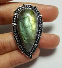 925 Silver Labradorite Natural Gemstone Ring Size -10.50 RGN-39