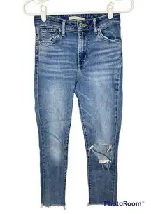 Levi's 721 Hi Rise High Waisted Distressed Denim Skinny Blue Jeans Size 26