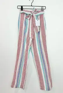 L'Academie  Red White Stripe Pant Tie Waist Size XXS