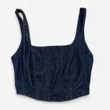 TIMING Blue Stretch Denim Cropped Corset Top Size S