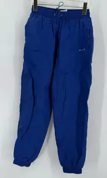 Wilo Cobalt Blue Nylon Track Pants elastic bottoms &‎ waist W/ cinch Size Small