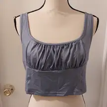 NWOT Dusty Blue Cider Crop Top