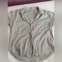 Altar'd State Striped Button-Up Top - Blue and White