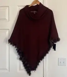 Alfani NWT plum fur trim sweater poncho.