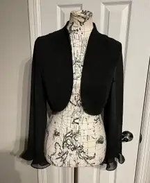 Chiffon Open Front Shrug Bolero Shawl Coastal Whimsygoth Formal Evening Jacket Women's Black Size 8 Cropped