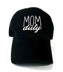 Anna & Ava Boutique Black Mom Duty Embroidered Black Adjustable Baseball Cap Hat