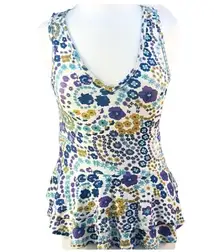 ModCloth Womens Size Small sleeveless floral peplum retro tank Top