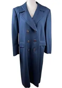 Pendleton  Vintage Navy Blue Virgin Wool Double Breasted Trench Coat Women Size 8