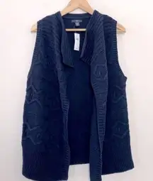 GAP Factory Sweater Vest Cardigan Chunky Cable‎ Knit Navy Size XS
