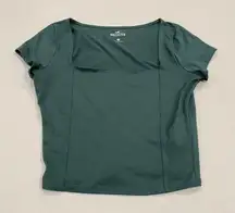 Hollister Square Neck Fitted Tee Top Green Short Sleeve Women’s Size Small