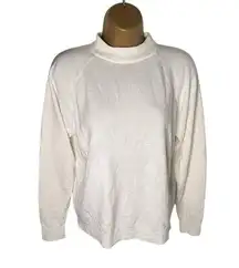 Vintage 90s Designers Originals Luxelon Mock Neck Sweater Back Zip Ribbed Bone M