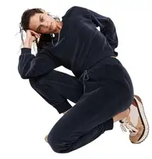 Madewell MWL Velour Crewneck Sweatshirt And Slim Joggers Set Womens XS Navy Blue