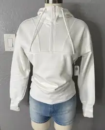 Old Navy Active Dynamic Fleece Half-Zip Hoodie Sweatshirt, White