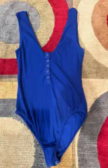 Intimately  Take me out Henley Bodysuit Royal Blue Low Cut Medium