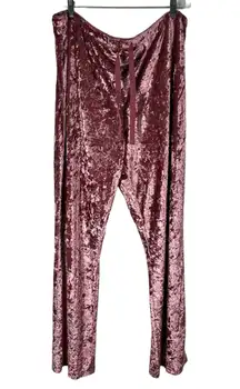 Pink Crushed Velvet Wide Leg Pull On Plus Size Lounge Pants NWT