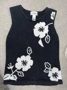 Vintage Lemon Grass Flower Sleeveless Sweater