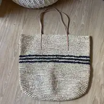 Hat Attack Tan and Black Woven Tote