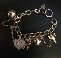 Guess Pave Hearts, bows & Keys Rose Gold Bracelet