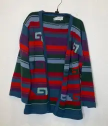 Vintage Cecily Women’s Striped Cardigan Knit Colorful Sz S Open Front Casual