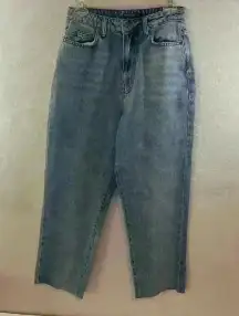 Nasty Gal Denim High Waisted Tapered Mom Jeans 6 Light Blue Wash