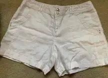 INC International Concepts-White Linen Shorts-Women’s Size 14 Jeweled Detailing