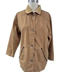 VTG 80s St Johns Bay Cotton Barn Coat  Partial Lining Corduroy Collar WOmens L