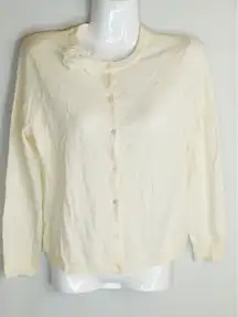 J. Crew‎ Womens Yellow Button Cardigan With Floral Applique Women's Estimated XS