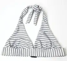 Halter Bikini Top M 8 Striped White Black Tie Neck