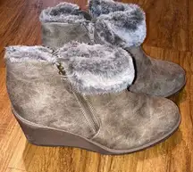 Lane Bryant size 9 fur wedge bootie