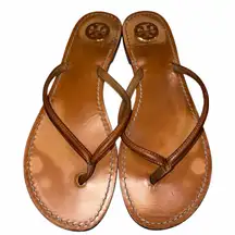 Tory Burch Brown Leather Abitha Flip Flop Thong Sandals size 7