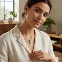 new Jami ᪥ Dainty Raw Blue Amazonite Crystal Shard Necklace ᪥ 24K Gold Plate ᪥