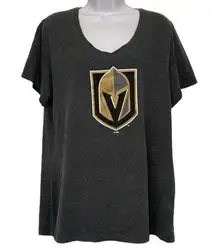 NHL Hockey Vegas Golden Knight VGK Black V-Neck S/S Shirt Size XL EUC #2905