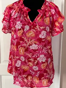 Nordstrom Floral Flutter Sleeve Top