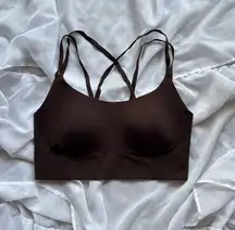 OFFLINE By Aerie Real Me Hold Up! Strappy Brown Sports Bra