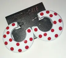 Ahbra-Cale Huge Vintage White and Red Retro Boho Polka Dot Hoop Earrings