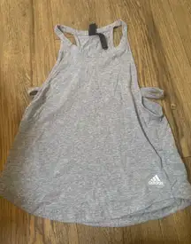 Adidas Light Gray Cut Out Workout Tank Top 