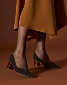 Sarah Flint Perfect Emma Black Suede Tortoiseshell Block Heel Shoes Size 39