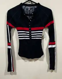 NWT Free People Kick Off Printed Layer size XS RED Black white sold out