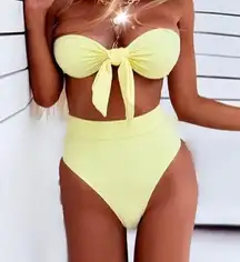 Nwt, Strapless Bikinis Set High Waist Bowknot Bikini Swimsuit.