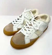 Marc Fisher Ltd. Shoes Womens Size 6 Tan White Suede Faux Shearling Sneakers