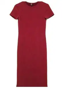 Forever 21 NWOT Dark Red Crew Neck Bodycon Midi Tee Shirt Dress Small