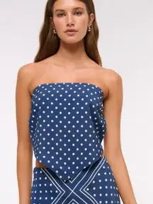 Abercrombie & Fitch Navy Blue & White Scrap Tube Top