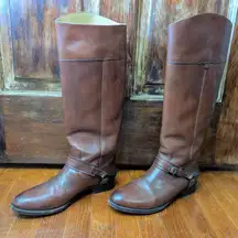 FRYE RED LINDSEY PLATE Sz 10 HARNESS BOOTS #76985 Vintage