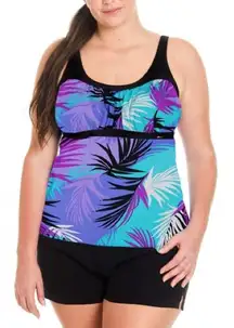ZeroXposur Tropical Resort Floral Print Tankini Swim Top Swimsuit Plus Size 3X