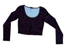 Forever 21 Burgundy Black Patterned Long Sleeve Shirt Large