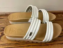 Reef Women's White and Tan Slide Sandals