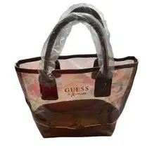 Guess by Marciano Brown Tote with Mesh Design and Leather Accents