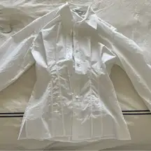 & Other Stories & OTHER STORIES WHITE WAIST CINCHED BUTTON DOWN SHIRT