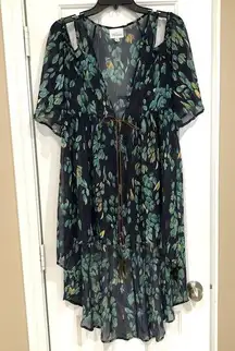 NWOT Cold Shoulder Kimono/Duster/Beach Coverup Blue S