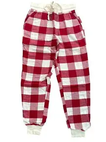 NWT Flannel Jogger PJ Pant Plaid Size XXS Red Cream